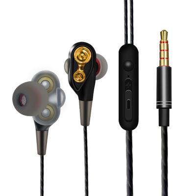 China Perfect Universal Compatible Mobile Coil Earphone Multifunctional Dual 4D Noise Stereo Headset 3D Music With Built-in Microphone for sale