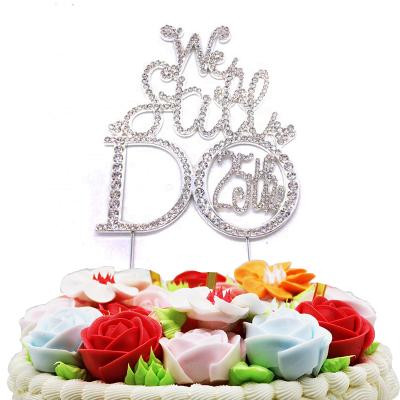 China For Cake Decorating and Wedding New Silver Crystal Rhinestone Cake Topper We Always Do 25th Birthday Cake Topper for sale