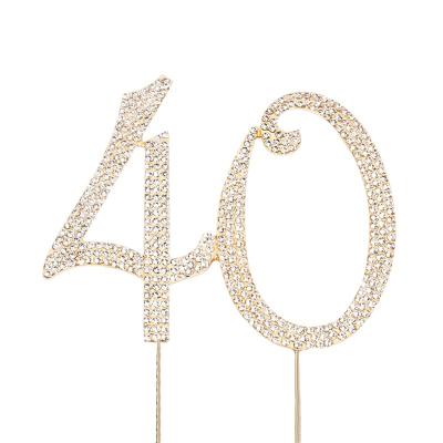 China Amazing Alloy Cake Number 40 Rhinestone Cake Topper For 40th Birthday Party Cake Decoration for sale