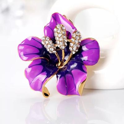 China For Clothes The Last Alloy Lily Rose Simple Rhinestone Brooch Designer Brooch Pins And Pins Porcelain Handmade Brooch for sale