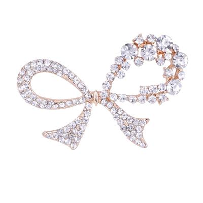 China Wedding Brooches Pin For Women Crystal Diamond Bowknot Brooch Pin Rhinestone Brooch For Wedding Decoration for sale