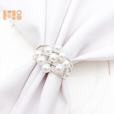 China Viable Napkin Ring For Table Decoration Napkin Ring Cheap Gold Plated Napkin Holder Pearl for sale