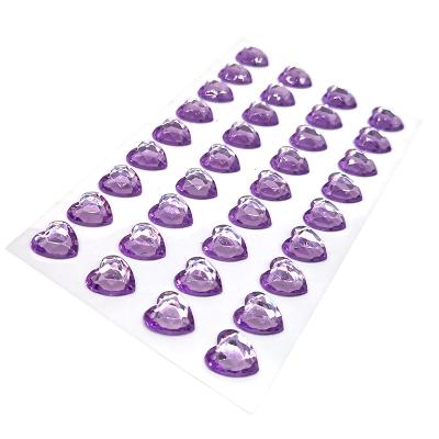 China Decorative Sticker Rhinestone Adhesive Sticker 12mm Crystal Heart Acrylic Sticker Sheets for DIY for sale