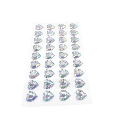 China Decorative Acrylic Adhesive Sticker Diamond Rhinestone Sticker Sheets Sticker Heart Stickers 12mm for sale