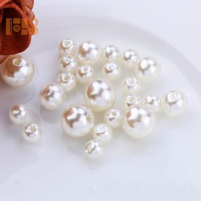 China Wholesale Craft Flat Back White Bead Beads 4/6/8/10/12 Mm Round With Loose Hole Beads For Jewelry Making for sale