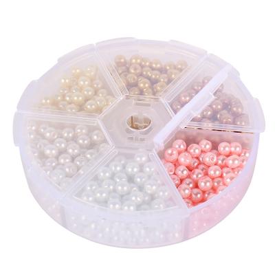 China Instock Flat Back Hot Sale With Hole 4MM Round Shape ABS Bead Plastic Bead for sale