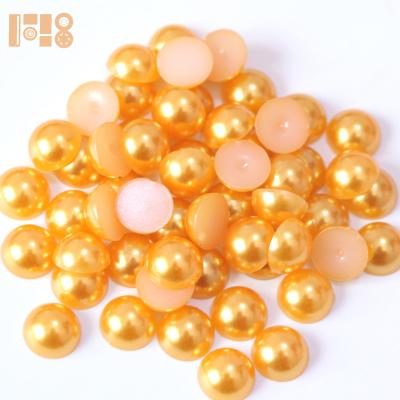 China For Pearl Bead Garment Decoration Round Shape Loose Yellow Flat Back Half for sale