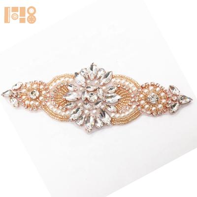 China Eco - Friendly Custom Design Hot Fix Rhinestone Rhinestone Applique For Wedding Dress for sale