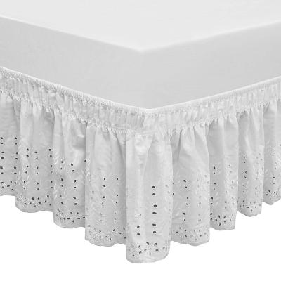 China Adjustable Wrap Around Elastic Eyelet Bed Skirts Drop Dust Easy On&Off Polyester Adjustable Bedspread for sale