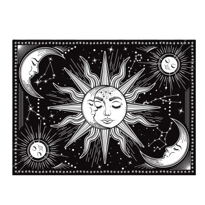 China Custom Logo Printed Wall Hanging Tapestry Custom Made for Room Decor Sun and Moon for sale