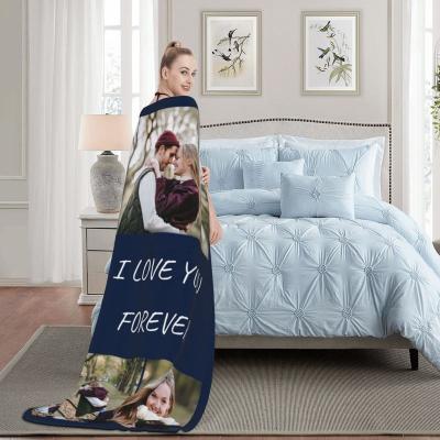 China Anti-Static Factory Customized Pattern Photo Printed Throw Blanket Super Comfortable 100% Polyester Fleece White Blanket for sale