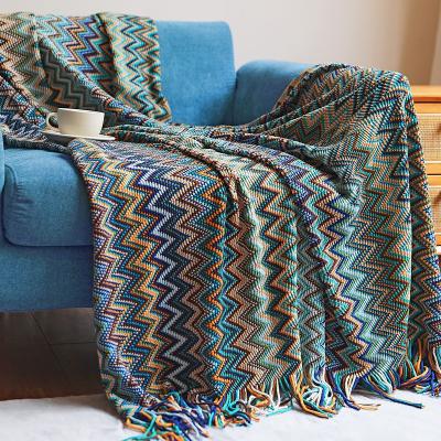 China PORTABLE Boho Throw Blankets Outdoor Knitted Tassel Blankets Super Soft Comfortable Light Weight Bed Decorative Bohemian Afghans Throw Blankets for sale