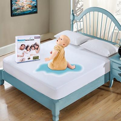 China Anti-Bacteria Custom Fitted Sheet Waterproof Mattress Cover Breathable Anti-dust Mites Machine Washable Mattress Protector for sale