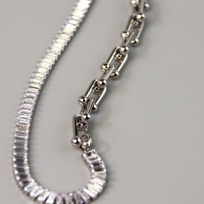 China TRENDY Stainless Steel Zircon Necklace 18k Gold Plated for sale