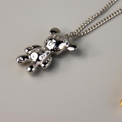 China Cute Teddy Bear Sweater Necklace 18K Gold Plated for sale