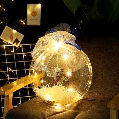 China Gift Led Light Up Balloons With Pink Bouquet Girls Birthday Wedding Party Balloons Transparent Bobo Balloon for sale