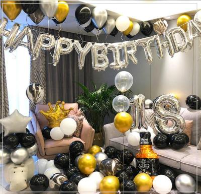 China Party Decoration Birthday Party Decoration Balloon Set 16inch Happy Birthday Black Gold Foil Balloons for sale