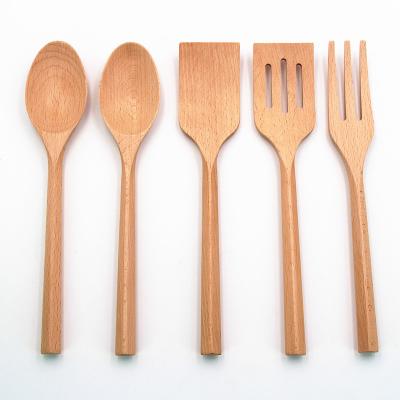 China 2022 Hot Seller Custom Multifunction Sustainable Nature 5 Pcs Acacia Wood Kitchen Utensil Set for sale