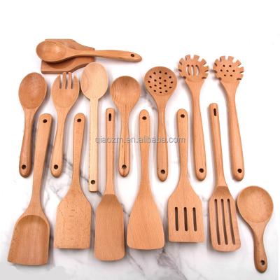 China Sustainable Hot Selling Wooden Kitchen Utensil Sets Cookware for sale