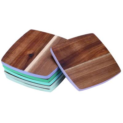 China Sustainable Hot Sale Fashion Set 4 Pcs Sublimation Coasters Wholesale Square Wooden Coasters for sale