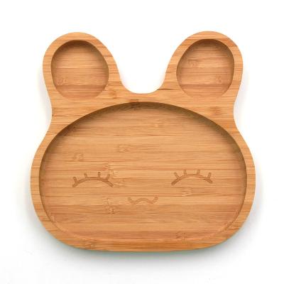 China Wholesale Sustainable Restaurant High Quality Safe Household Safe Touch Food Rabbit Shape Wooden Serving Tray For Child for sale