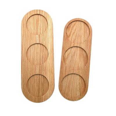 China 2022 Sustainable Hot Selling Customize Home Kitchen 3 Cups Wooden Rack Wooden Tray for sale