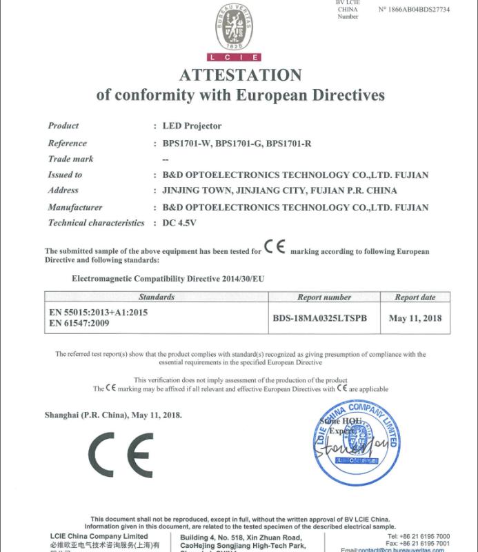 CE - B&D Optoelectronics Technology Co., Ltd. Fujian