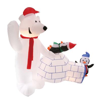 China Polyester Fiber 6 Feet 180 Cm Polar Bear Penguins Ice Inflatable House Inflatable Christmas Holiday Decoration Outdoor Christmas for sale