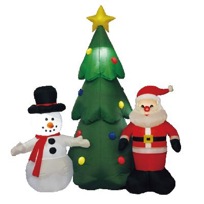 China Polyester Fiber 6 Feet 180cm Green Christmas Tree Outdoor Waterproof Santa Snowman Inflatables Christmas Decoration for sale