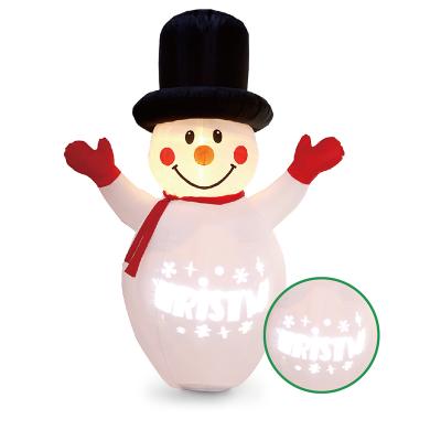 China 180cm High Polyester Fiber 6 Inside Christmas Snowman Merry Christmas Inflatable Projector Light Show Inflatables For Sale for sale