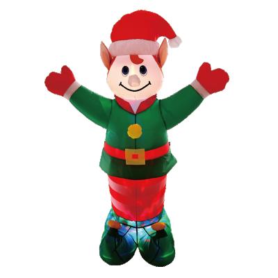 China Polyester Fiber Inflatable Christmas 180cm ELF And Light Outdoor Show Xmas Inflatables Decoration for sale