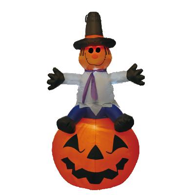 China 6 Feet 180cm Outdoor Holiday Inflatable Scarecrow Sitting On Pumpkin Halloween Outdoor Inflatables For Holiday Decoration for sale