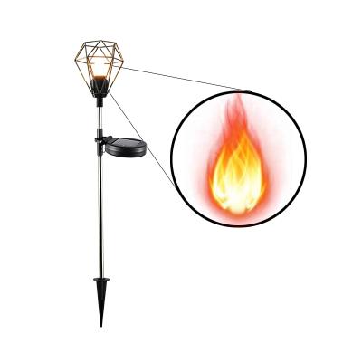 China Hot Sale Metal Lantern Garden Fire Flame Holiday Party Outdoor Garden Solar Stake Dancing Light for sale