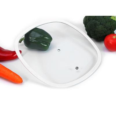 China 18-30CM Sustainable Multiple Styles Type Square Shape Pot Lid GP Flat Glass Cooking Lids Covers With Silicone Rim for sale