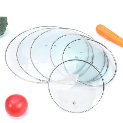 China OEM ODM Viable Accept 14-36cm C Stainless Steel Rim Round Tempered Glass Lids For Cookware for sale