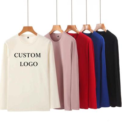 China New 300g 60s High Quality Custom Polyester Spandex Anti-Wrinkle Long Sleeve Round Neck Mens T-Shirts for sale