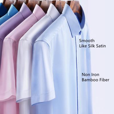 China Available High End 50s Double Yarn Anti-pilling Natural Bamboo Fiber Fabric Non Iron Mens Business Shirts for sale