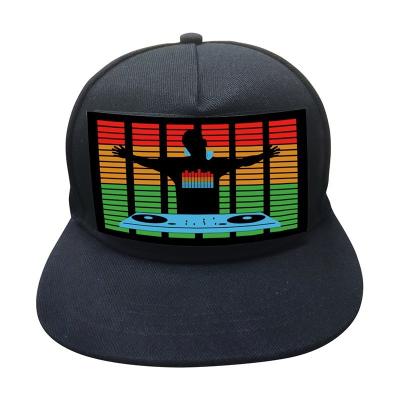 China Custom Nightclub New Arrival EL Product Sound Activated EL Panel Hat, EL Hat Flashing Glow Light Up In The Dark For Dace Party for sale