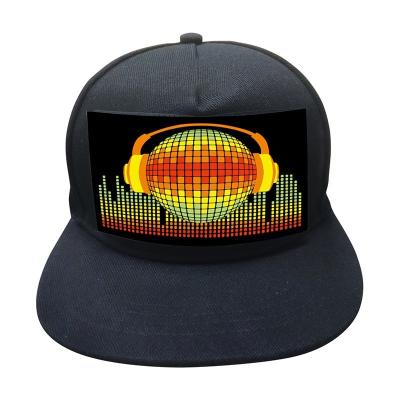 China Sound Activated EL Flash Up Flasher Cap Light For Camping Outdoor Sports Night Safety Warning Or Party Hip Hop Nightclub Recycling Walking Current for sale