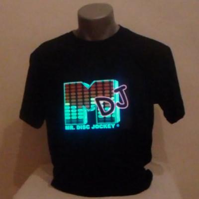 China Festival Party Club Hot Sale Mini DJ Equalizer Custom Noise Activated EL Light Led T-shirt For Event Party Wear for sale