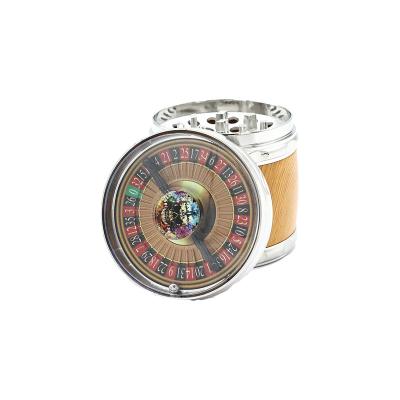 China Hot Selling High Quality Zinc Alloy 60mm Grinding 4 Layers Refine Wooden Tobacco Herb Grinder Swivel Cover Russian Set for sale