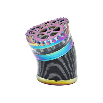 China HY Good Quality Zinc Alloy Grinding Grinder 60mm 4 Layers Transparent Twisted Neck Speed ​​Rainbow Window Hole Top Tobacco Herb Grinder for sale