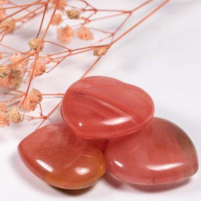 China Wholesale Natural Red Heart Shaped Stone Stones Crystal Watermelon Europe Reiki Heart Healing for sale