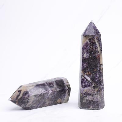 China Wholesale Europe Large Charoite Point Quartz Crystal Natural Purple Tower For Crystal Home Decor for sale