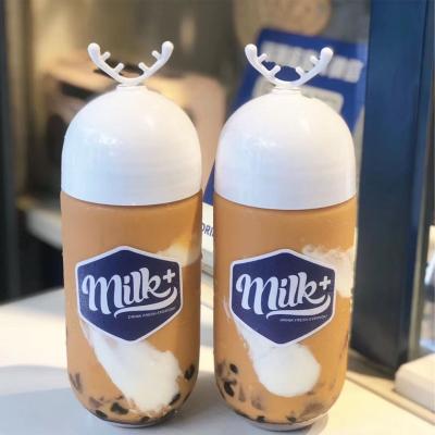 China Fashion 500ml Disposable Plastic PET Cold Milk Tea Juice Bottle Portable Plastic Bottle for sale