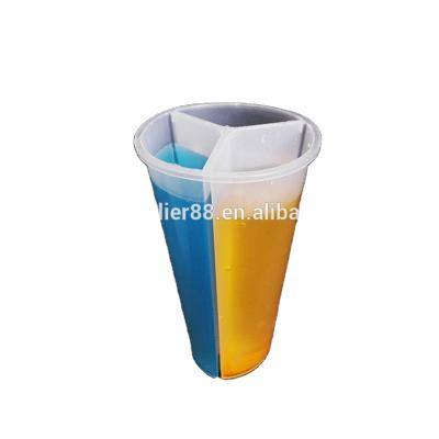 China New Style Cheap Viable 3 Flavor Plastic Clear Boba Cups Iced Drink Tea Slot Cup for sale