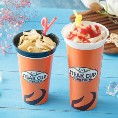 China Creative Disposable Single Wall Isolation Cup Cola Fried Chicken Cup Steak Snack Steak Plastic Tray for sale