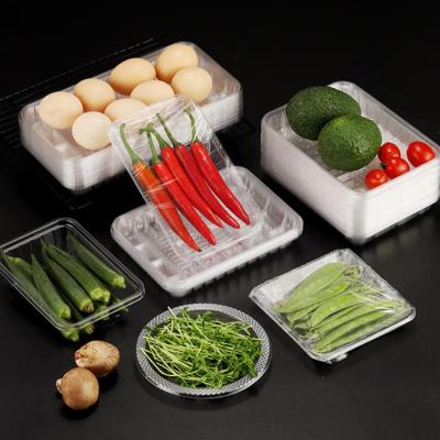 China Disposable Plastic Inner Tray Fresh Packaging Disposable Transparent Supermarket Packaging Box Plastic Box Fruit And Vegetable Holder for sale