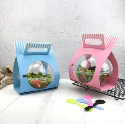 China Disposable Round Transparent Disposable Fruit And Vegetable Salad Baking And Baking Takeout Plastic Box for sale