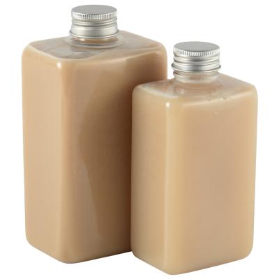 China Creative Disposable PET BEAUTY PACKAGING 300ml 500ml Plastic Juice Bottle Flat Bottle For Milk Tea Bottle Decal for sale